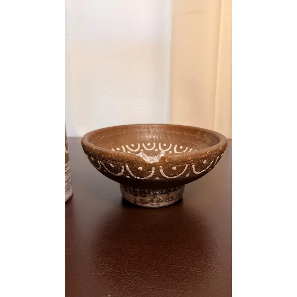 Vintage Bitossi Raymor Italy MCM Pottery Vase & Pipe Ashtray 2174 2177 Set